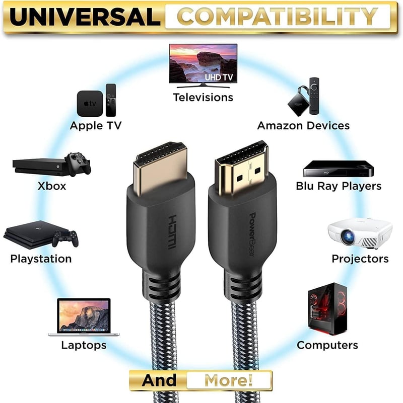 PowerBear 4K HDMI kábel 15m, arany csatlakozós, nylon fonott