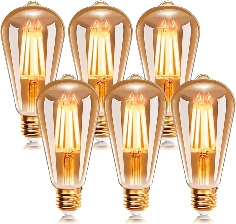 Extrastar LED Izzó E27 ST64 6W 2200K Meleg Fehér Retro Edison Vintage Lámpa 600lm 50W Izzónak Megfelelő 6db-os Csomag