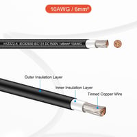Sourcing Map 6mm² Napelem Kábel 30m, Fekete - 1500V PV Hosszabbító Vezeték 3