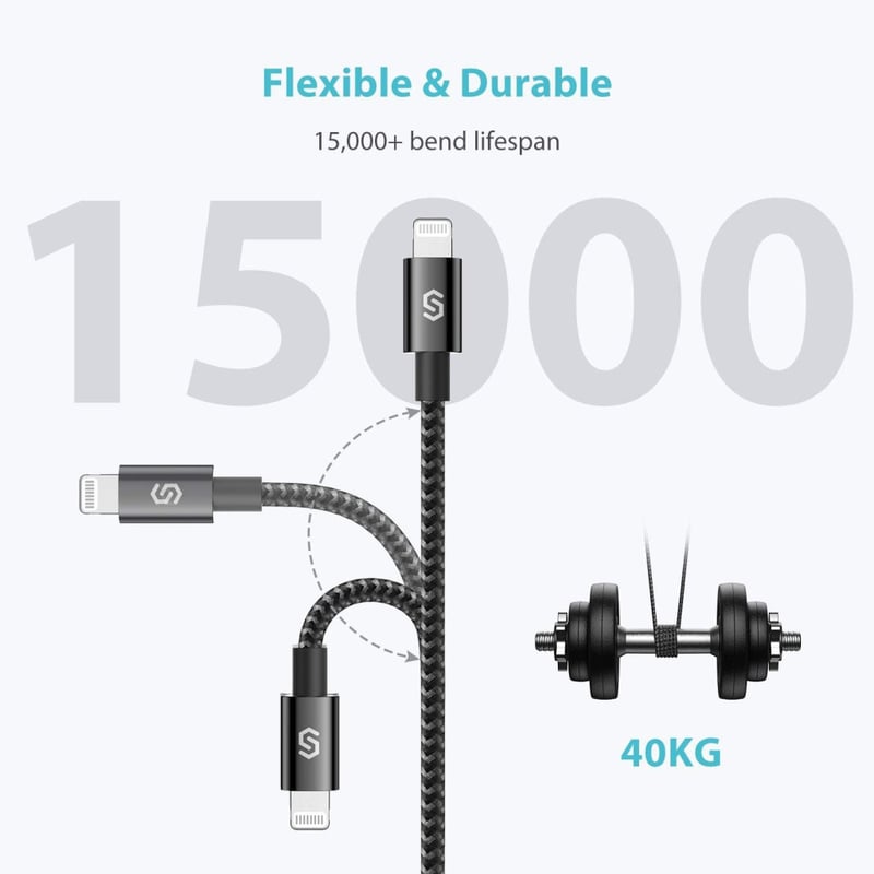SYNCWIRE USB-C Lightning kábel 1m MFi iPhone 12/11/XS/XR MacBook iPad fekete