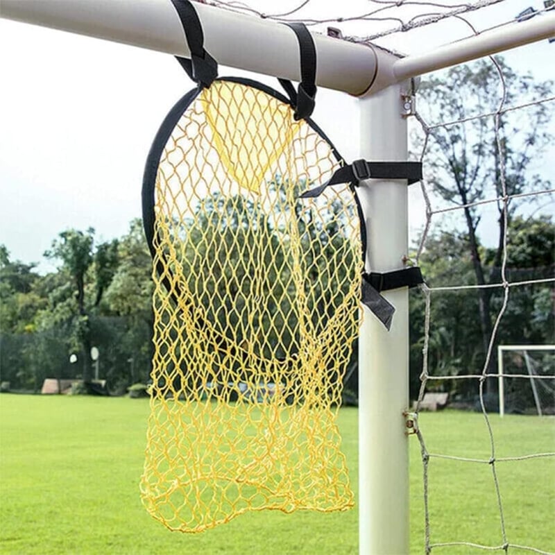 Mellystore Plasă de poartă fotbal - Țintă antrenament - Galben, îmbunătățește precizia șuturilor, instrument de antrenament cu geantă de transport, fixare ușoară, pentru toate vârstele