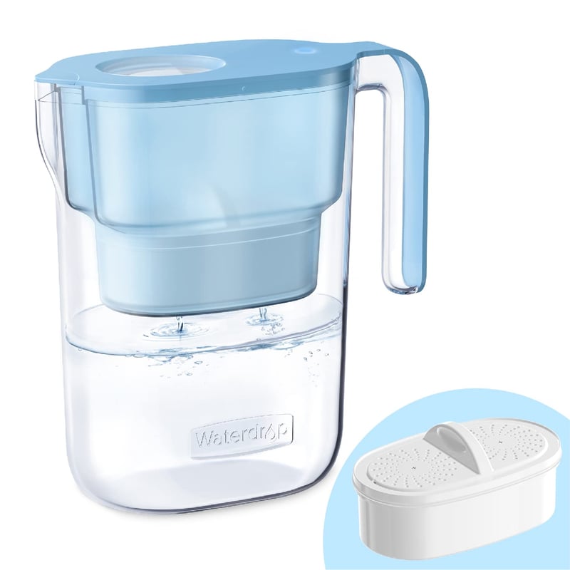 Waterdrop Elfin 2,5L-es Vízszűrő Kancsó Kék, 3 Havi Szűrővel, Vízkőmentesítő