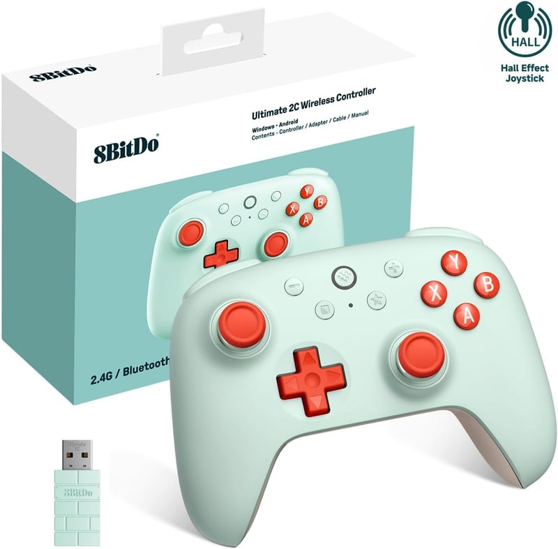 8bitdo Ultimate 2C Vezeték Nélküli Kontroller PC és Android Eszközökhöz, Hall-Effekt Joystickkel, 1000 Hz Válaszidővel, Programozható Gombok