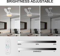 CJOY 132 cm-es Mennyezeti Ventilátor Világítással - Fehér, Csendes DC Motor, Távirányítós, Fényerőszabályzós, 6 Sebességes, Energiatakarékos 2
