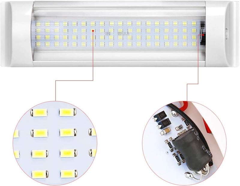 Suparee 12V-os LED lámpa, 6000K fehér, kapcsolóval - lakóautóba, hajóba, teherautóba (2db)
