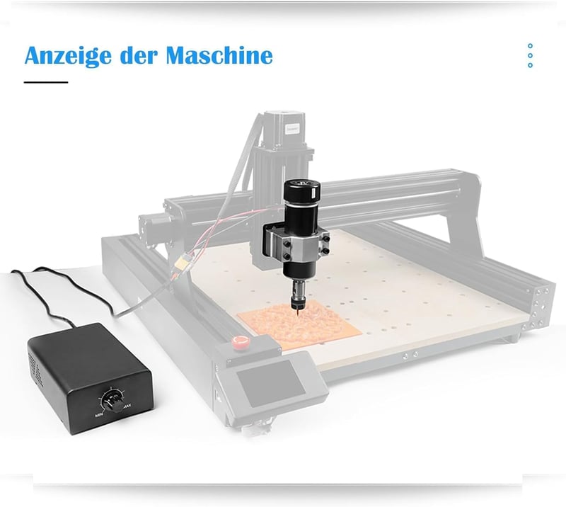 Twotrees 500W CNC Orsómotor 12000 RPM Léghűtéses Kefe Nélküli Motor Beépített Vezérlőegységgel Gravírozáshoz, Maráshoz és Fúráshoz