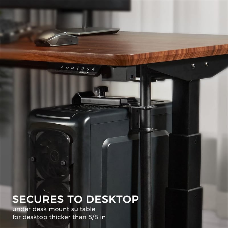 EUREKA ERGONOMIC Asztali PC Tartó - 360° Forgatható, Állítható Magasságú és Szélességű Számítógépház Tartó Asztal Alá, Fekete, 20kg Teherbír