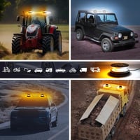 Dinfu LED Forgó Jelzőfény 12V - Mágneses Tetőlámpa 16 Üzemmóddal, 3 Színben, Vízálló, Autó, Traktor, Teherautó, SUV Járművekhez, 3m Kábellel 7