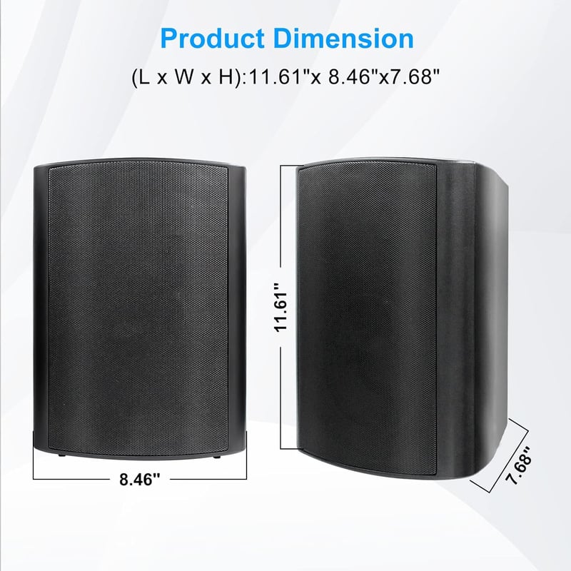 Herdio 6,5" Bluetooth Kültéri Hangszóró 400W - IP66 Vízálló, Forgatható Fali Hangfal Kertbe, Teraszra, Medencéhez (Fekete)