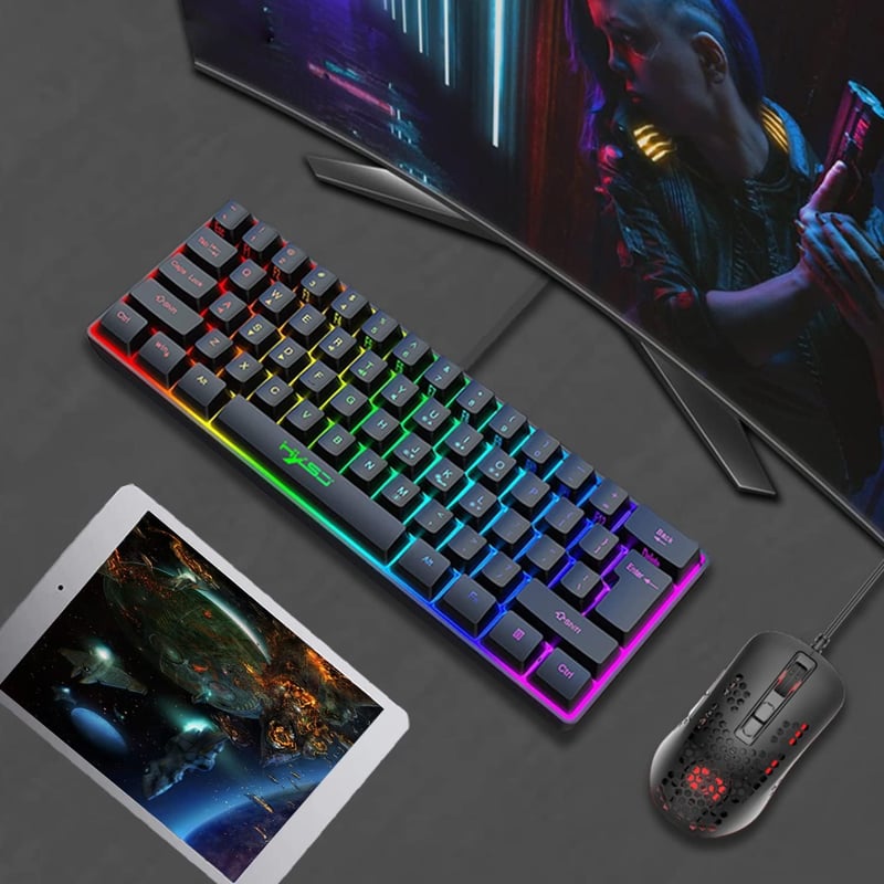 KUIYN 61 gombos RGB gaming billentyűzet + optikai gamer egér + egérpad szett