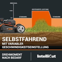 WORX WG749E PowerShare Akkumulátoros Fűnyíró 40V Kerékhajtással, Erős Kefementes Motorral, 46cm Vágásszélességgel, 7 Vágásmagassággal 4