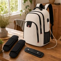Set rucsac urban: 1x protecție umeri + 1x rucsac laptop 17,3" cu USB + 1x curea din piele 1