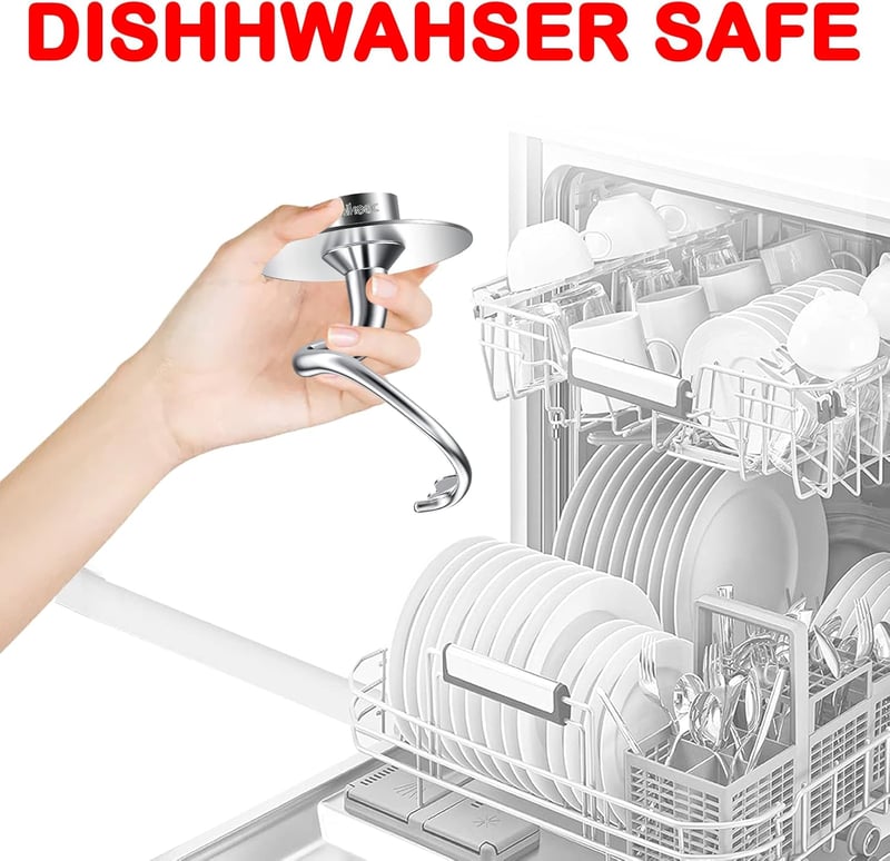 KitchenAid dagasztókar - rozsdamentes acél spirál tartozék 4.5/5QT robotgéphez, mosogatógépben mosható
