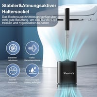 Waretary Szilikon WC-kefe Rozsdamentes Acél Tartóval - Rugalmas Fejjel, Fali és Álló Kivitel, Gyorsan Száradó, 360° Mély Tisztítás Fürdőszob 4