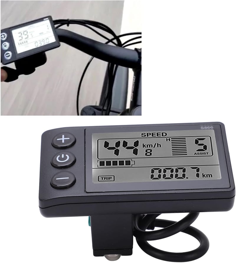 Yosoo S866 LCD kijelző e-kerékpárhoz - 24/36/48V, vízálló, USB-s, fekete