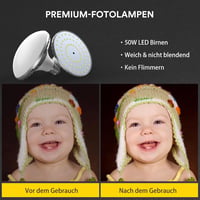 RaLeno Softbox Szett - 50x50cm Fotó Stúdió Világítás, 2db 50W LED Izzóval, 210° Forgatható, 200cm Állvánnyal, Hordtáskával - Fotózáshoz, Vid 2