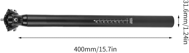 Állítható alumínium MTB nyeregcső 31,6x400mm - Fekete, rugós