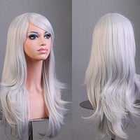 Colorful Panda Ezüstszürke Hosszú Göndör Paróka - Állítható Méretű Csomómentes Műhaj Halloween, Farsang, Cosplay és Jelmezes Partikhoz 2