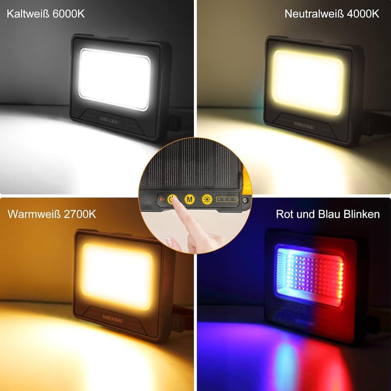 MEIKEE 80W LED Munkalámpa 12000 mAh Akkumulátorral - 4 Világítási Mód, 5 Fényerőszint, USB/Napelemes Töltés, Mágneses, Kempingezéshez, Szere