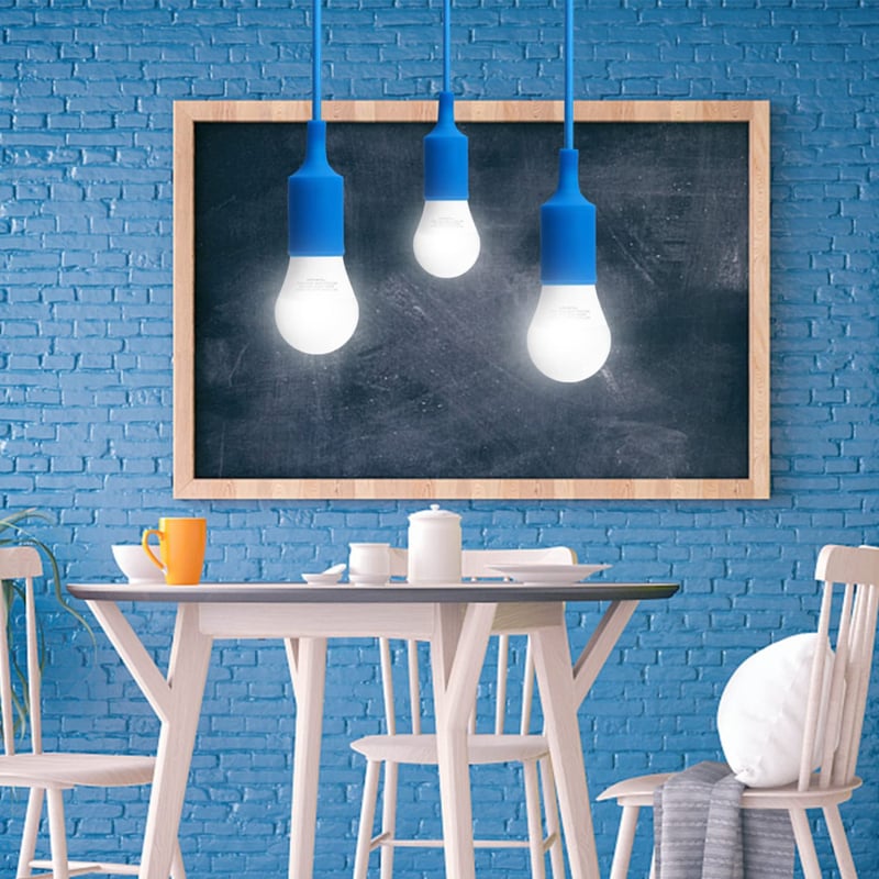 Aigostar E27 Függőlámpa Foglalat - Állítható Magasságú Mennyezeti Lámpa 1m Kábellel - Kék Műanyag Dekorációs Világítás Gyerekszobába, DIY Lá