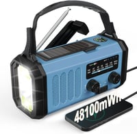 AXYEBI Kézi Hajtású Vészhelyzeti Rádió 13000 mAh Akkumulátorral - AM/FM Vétel, Napelemes Töltés, Zseblámpa, Olvasólámpa, Telefontöltő, Irány 1