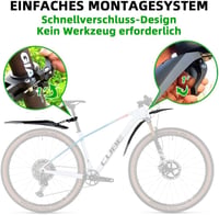 RBRL Kerékpár Sárvédő Szett 24-29 Colos Kerekekhez - Univerzális Gyorsrögzítésű MTB Sárvédő Víz és Sár Ellen, Szerszám Nélküli Szereléssel - Classic black, 25*5.9*7.8inches 3