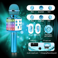 ShinePick Kék Bluetooth Karaoke Mikrofon LED Fénnyel, Hangszóróval - Android/iOS Kompatibilis 6