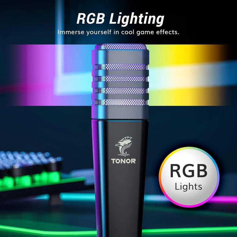 TONOR RGB USB Gamer Mikrofon Szett Állvánnyal - PC, PS4, PS5 Kompatibilis