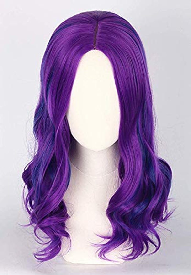 Topcosplay Kék-Lila Paróka Felnőtteknek - Hőálló, Göndör Műhaj Farsangra, Halloweenre, Jelmezekhez, 38 cm, Állítható Méret