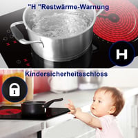 Hobsir 2 zónás beépíthető üvegkerámia főzőlap 30 cm, 3200 W, érintésvezérlés 9