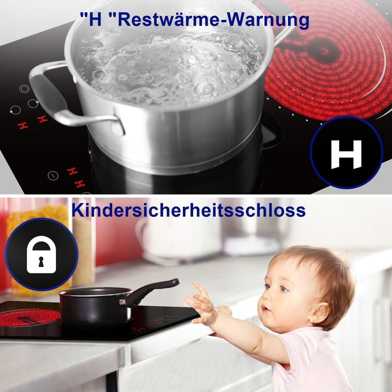 Hobsir 2 zónás beépíthető üvegkerámia főzőlap 30 cm, 3200 W, érintésvezérlés