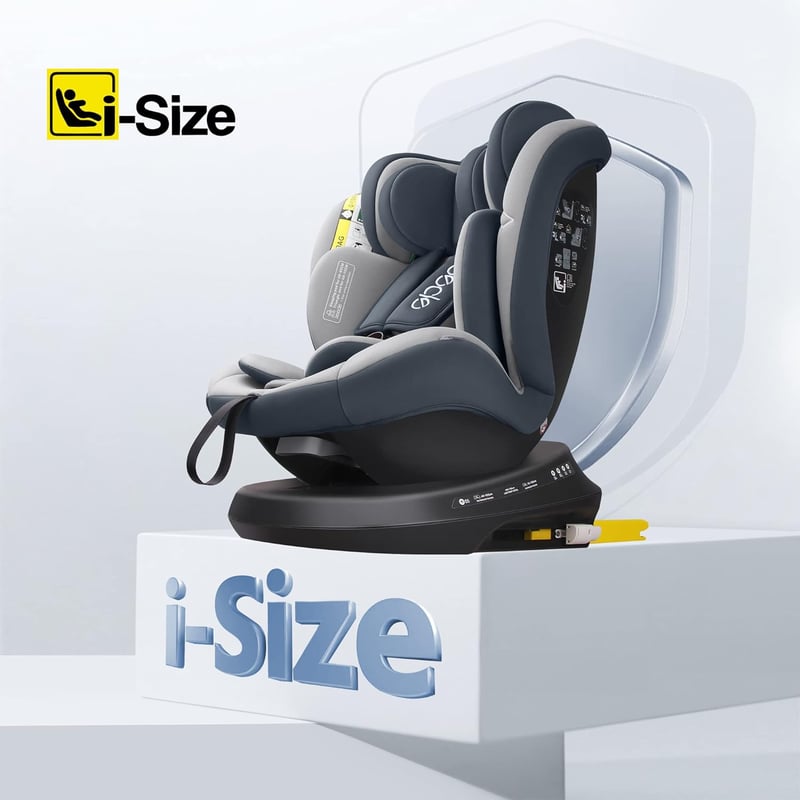 Reecle 360° Forgatható i-Size Gyerekülés ISOFIX Rögzítéssel 40-150 cm (0-36 kg), Születéstől 12 Éves Korig, ECE R129 Tanúsítvánnyal, Szürke