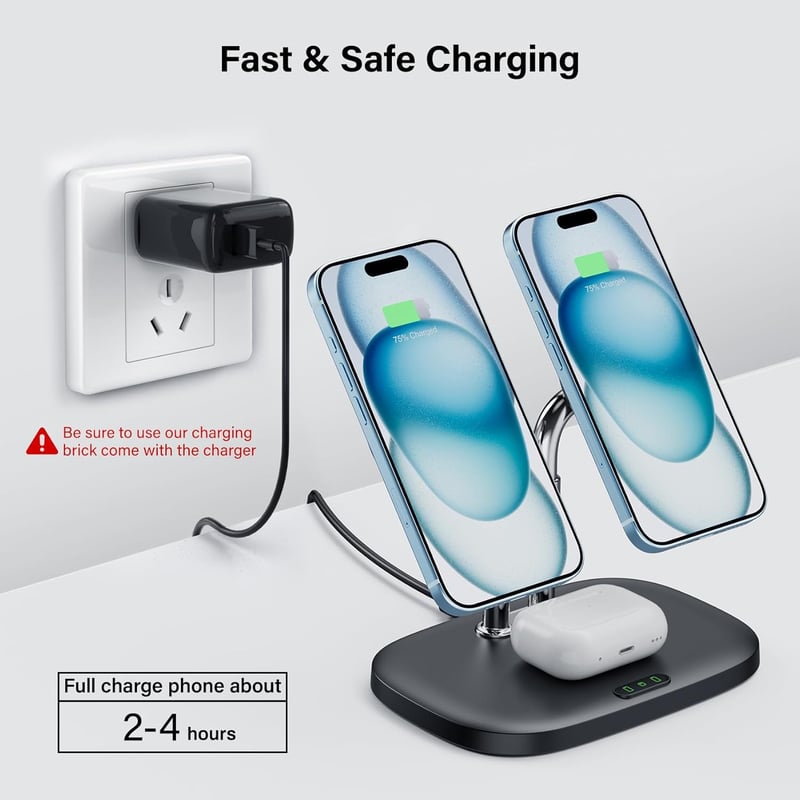 SwanScout 706M Indukciós duőéa Töltőállomás iPhone és Airpods- Vezeték Nélküli MagSafe Dupla Töltő