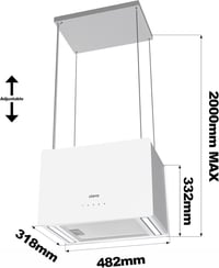 CIARRA CBCS4850 A+++ Sziget Páraelszívó 48 cm 700 m³/h WiFi Vezérléssel, 4 Fokozatú, LED Világítással, Szénszűrős, Rozsdamentes Acél 5