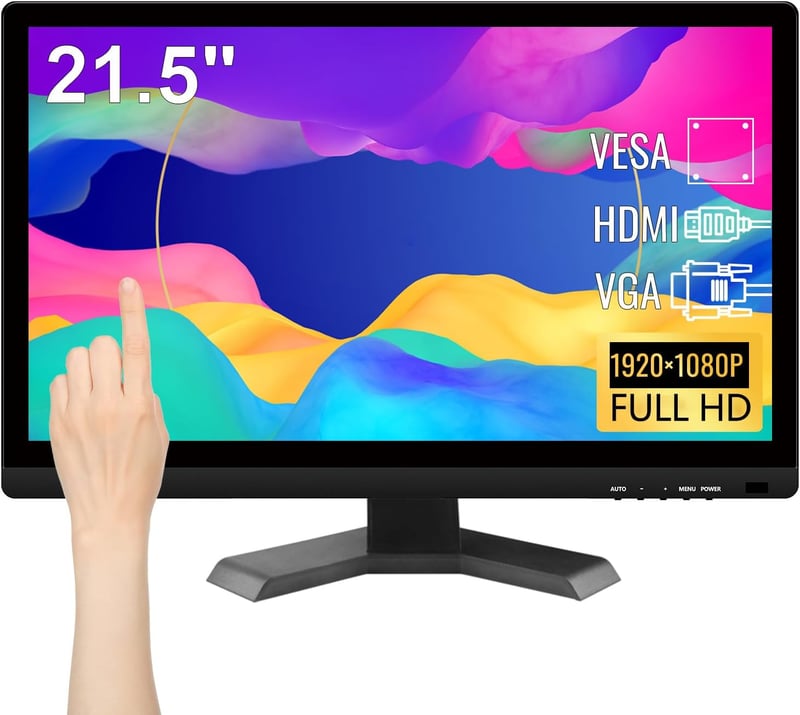 Pisichen 21,5" Érintőképernyős Monitor - Full HD 1920x1080 Felbontás, 10-Pontos Multi-Touch, HDMI/VGA Csatlakozás, Beépített Hangszórók, Sze