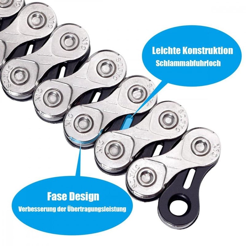 Shimano 10 sebességes fekete-ezüst kerékpárlánc, 116 szemes