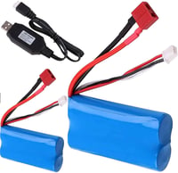 WLtoys RC terepjáró akkumulátor szett: 2db 7,4V Li-ion + USB töltő 1