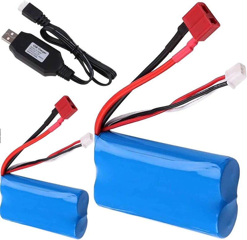 WLtoys RC terepjáró akkumulátor szett: 2db 7,4V Li-ion + USB töltő