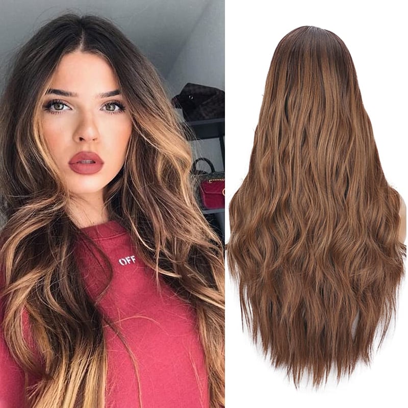 ColorfulPanda Hosszú, Hullámos Ombre Barna Paróka Nőknek - 66 cm