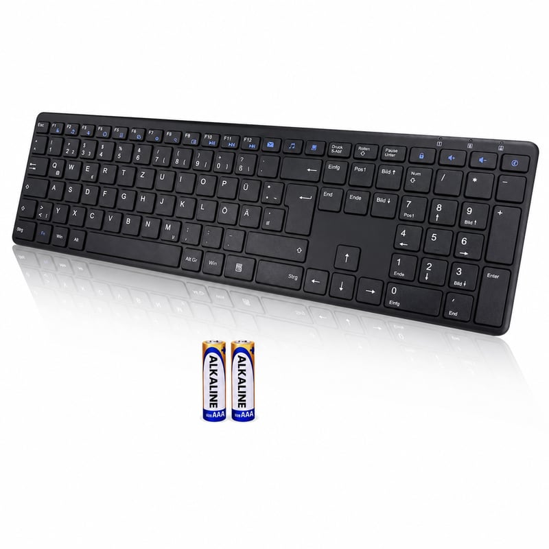INFINMIND Bežična tipkovnica, ultratanki tihi dizajn pune veličine, 19 — bez USB prijamnika (stanje: vidi 2. sliku)