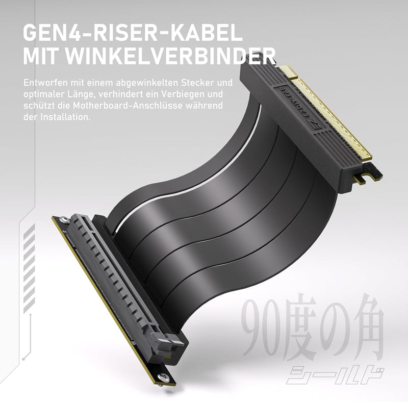 EZDIY-FAB Függőleges GPU Tartó PCIe 4.0 Riser Kábellel - 115mm Rugalmas Hosszabbító RTX40 Kártyákhoz - Fekete Shield Sorozat
