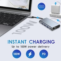 Macbook Pro & Air 7 az 1-ben USB-C Hub: 4K HDMI, VGA, Ethernet, 100W PD 3