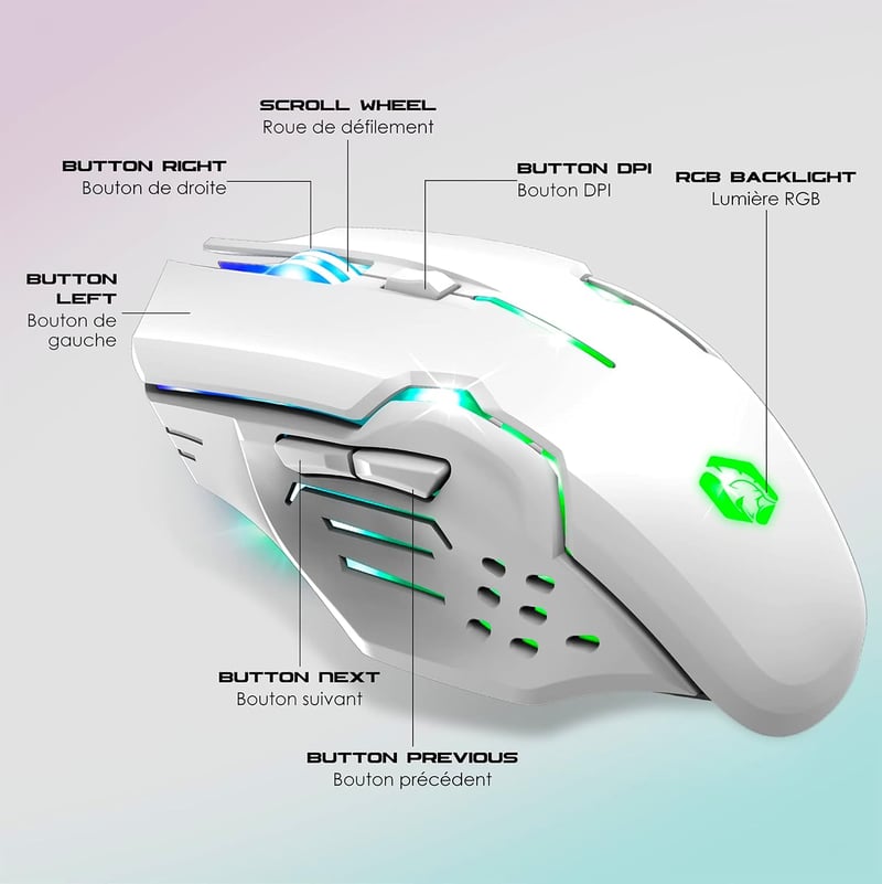 EMPIRE GAMING RF903 Vezeték Nélküli Gamer Egér - RGB LED Háttérvilágítás, 4800 DPI, Ergonomikus, Újratölthető, PS4/PS5/Xbox/PC/Mac Kompatibi
