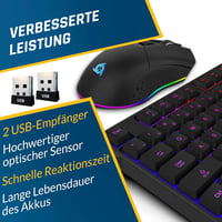 KLIM Blaze & Chroma Vezeték Nélküli Egér-Billentyűzet Szett - RGB Háttérvilágítás, Hosszú Élettartamú Akkumulátor, PC és Mac Kompatibilis, G 3