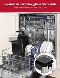 Roaprobe 7,5L-es Légkeveréses Sütő 9 Programmal - 1800W Olajmentes Fritőz Receptekkel 6