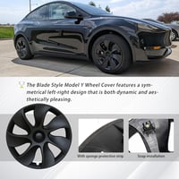 KAVANIC Tesla Model Y Keréktárcsa Borítás 19 Colos Matt Fekete Logós Szimmetrikus Dizájn (4 db) Blade Stílusú Gemini Kerékagy Védő 2020-2023 4