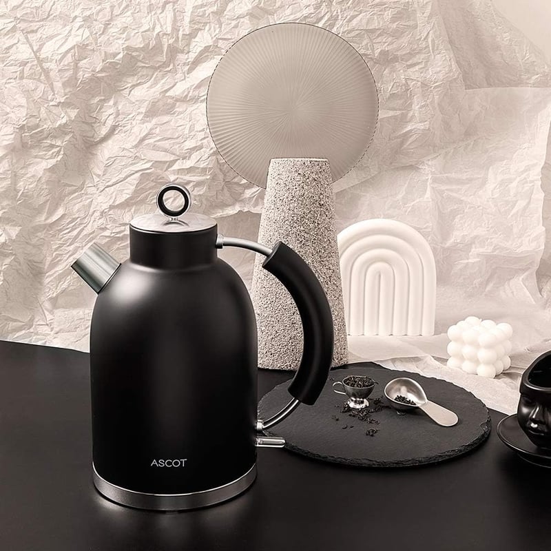 ASCOT Retro Fekete Vízforraló 1,5L - Férfi/Női Ajándék, Automata Kikapcsolás