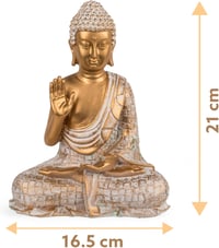 MIJOMA Arany-Fehér Vintage Buddha Szobor 21 cm Méretben Polirezinből, Mécses Tartóval - Spirituális Lakásdekoráció, Elegáns Ajándék 6