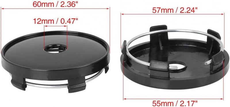 Autohaux 60mm-es fekete kerékközép kupak szett, 5 csipeszes, 4db