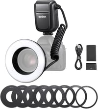 Godox MF-R76 Makró Körvaku GN14 - 10 Fényerőszint, 8 Adaptergyűrű, Nagy Kapacitású Akkumulátor - Canon, Nikon, Sony, Fuji, Olympus DSLR Fény 1